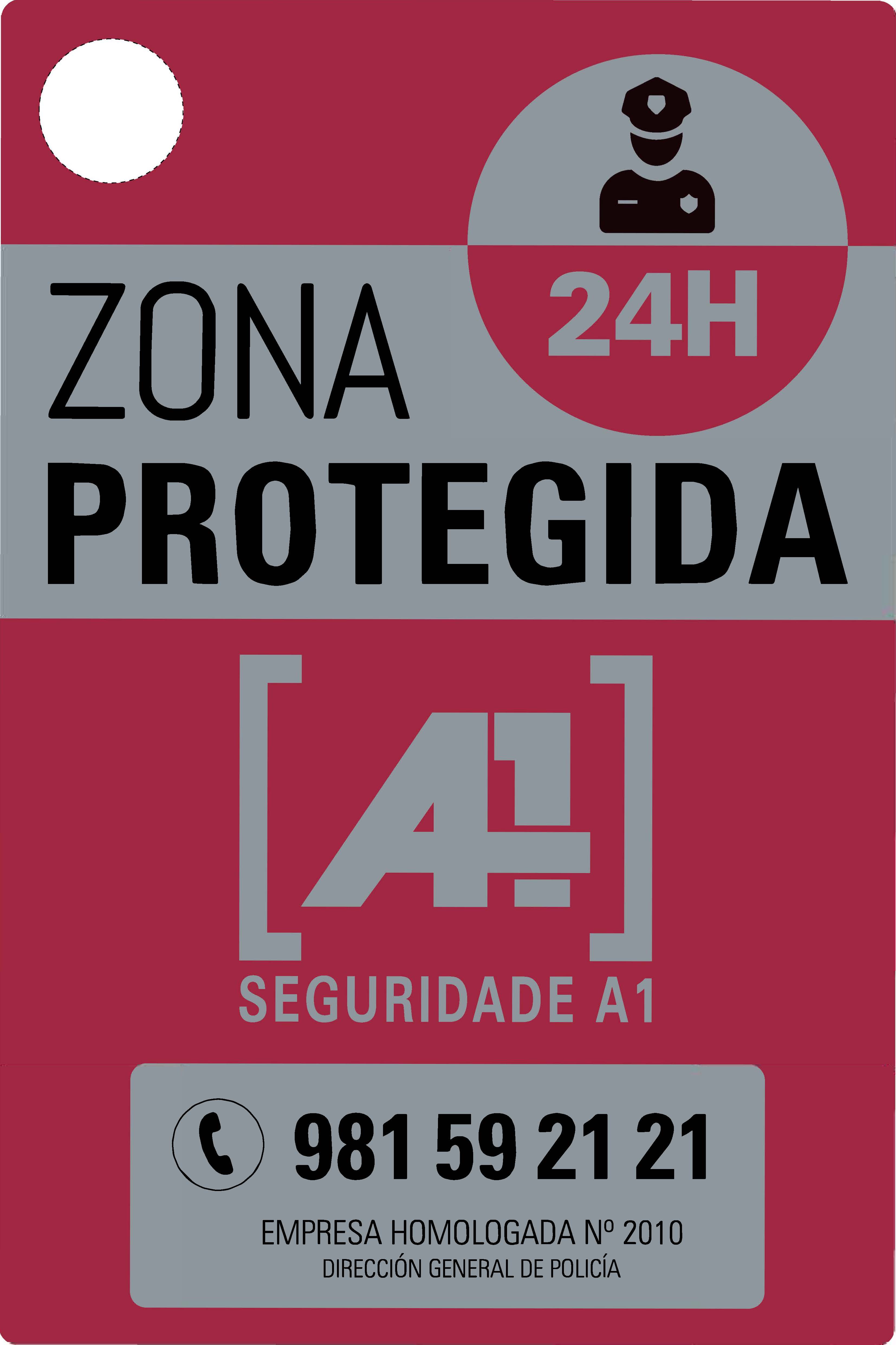 RÓTULO ESPELLO Zona protegida 140x210 Rótulo aviso Zona protegida por SEGURIDADE A1